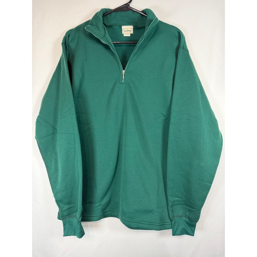 LL Bean Mens M Quarter Zip Fleece Pullover Green LLH167 Made in USA